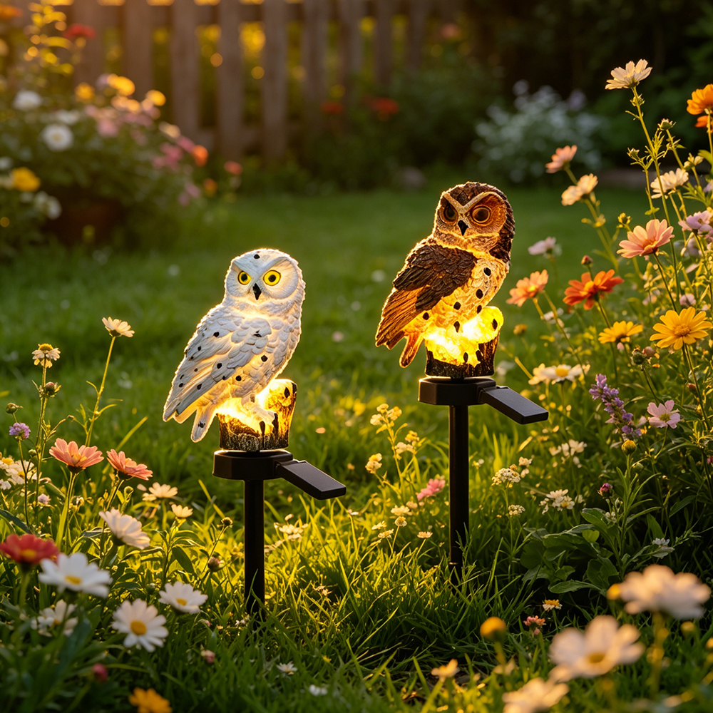 Outdoor Lighting Ground - Owl Solar Light, Resin Owl Ground