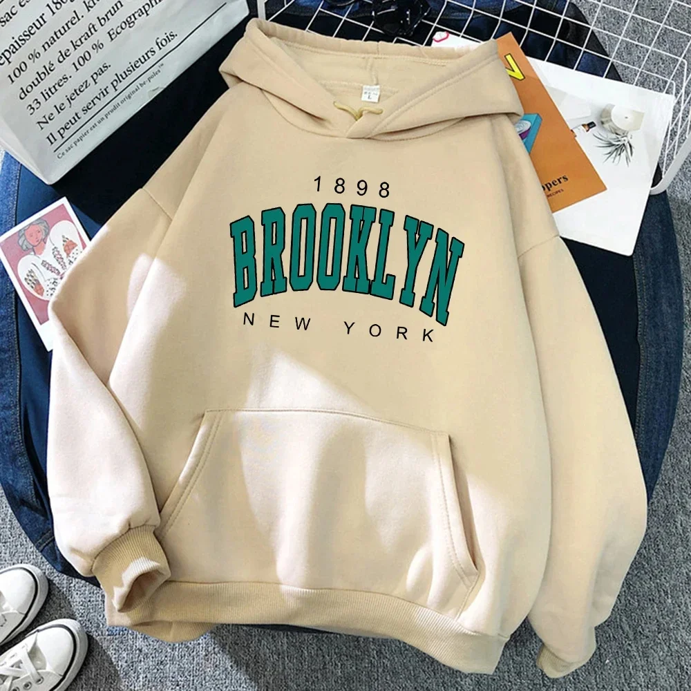 Outdoor Lighting New York - Brooklyn Letter Print Hooded Sweater Fashion
