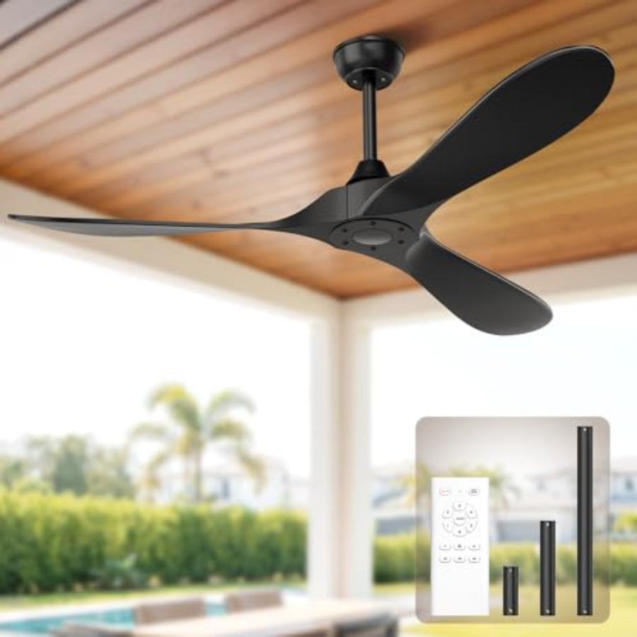 Outdoor Lighting Remote Control - Black Outdoor Ceiling Fan, 52 in,