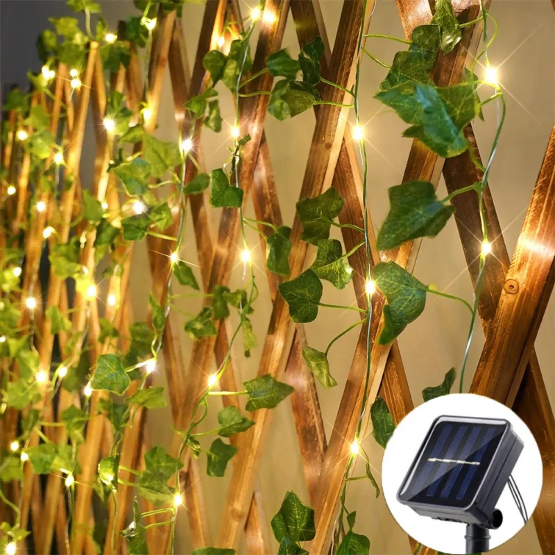 Outdoor Lighting For Fence - Wedding Garland Artificial Leaf Plants Solar