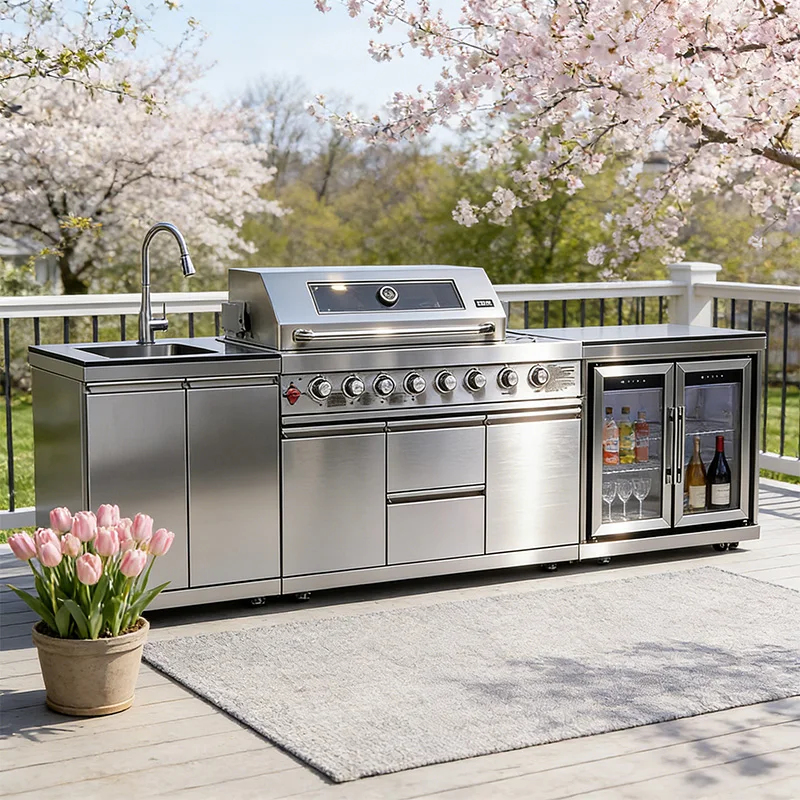 Outdoor Lighting Unit - Outdoor Kitchen Stainless Steel Grill Cooktop