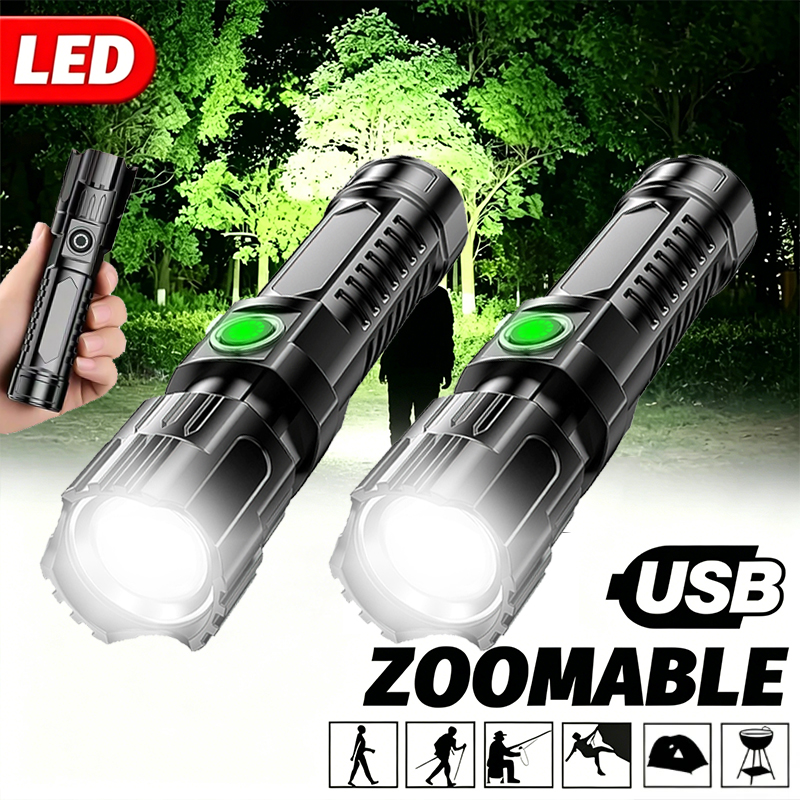 Outdoor Lighting Nearby - Super Bright LED Flashlight USB Rechargeable