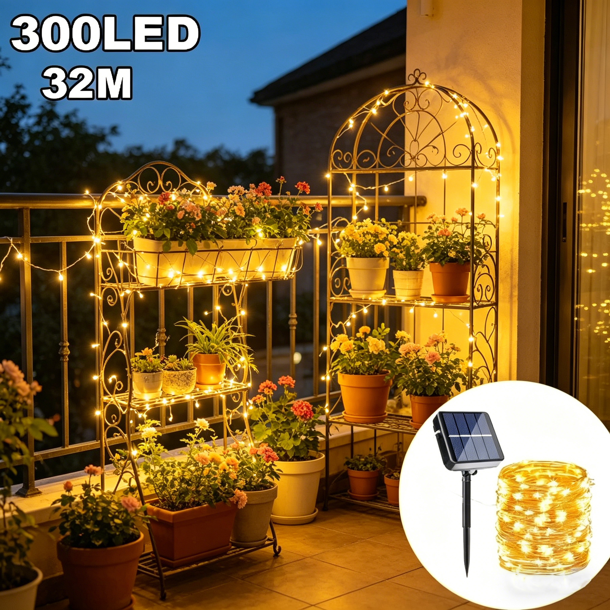 Outdoor Lighting For Fence - Solar String Fairy Lights Outdoor Waterproof