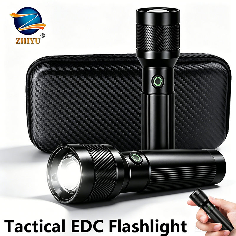 Outdoor Lighting Nearby - 1200LM EDC Handheld Flashlight,USB-C Rechargeable Tactical