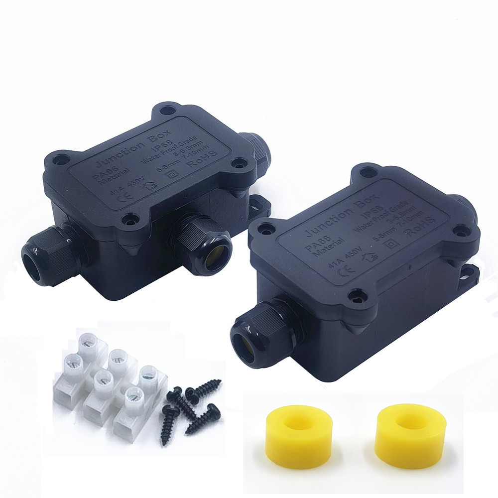 Outdoor Lighting Extension Cord - IP68 Waterproof Junction Box 2/3 Way