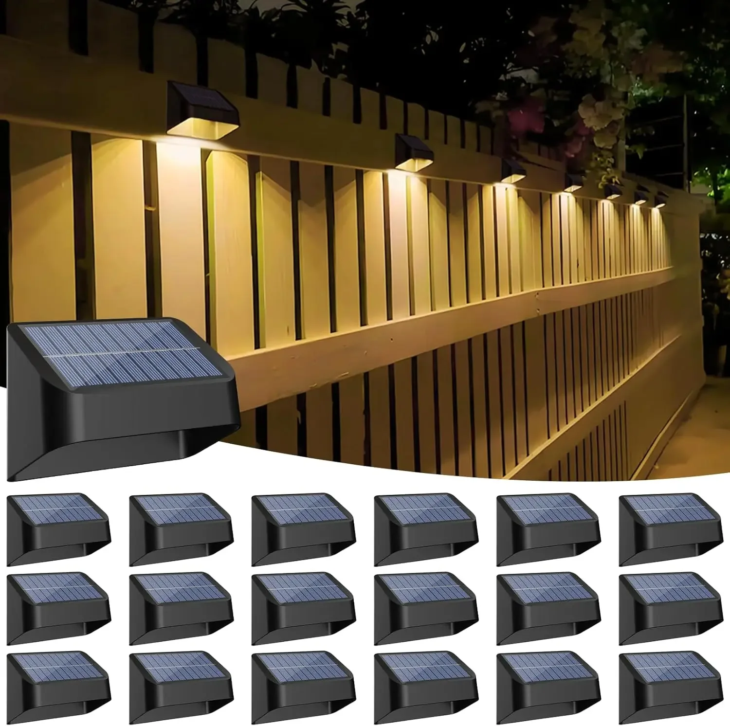 Outdoor Lighting For Fence - Brighter Solar Fence Lights 18 Pack,