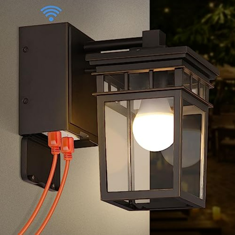 Outdoor Lighting With Outlet - Porch Light with GFCI Outlet Built