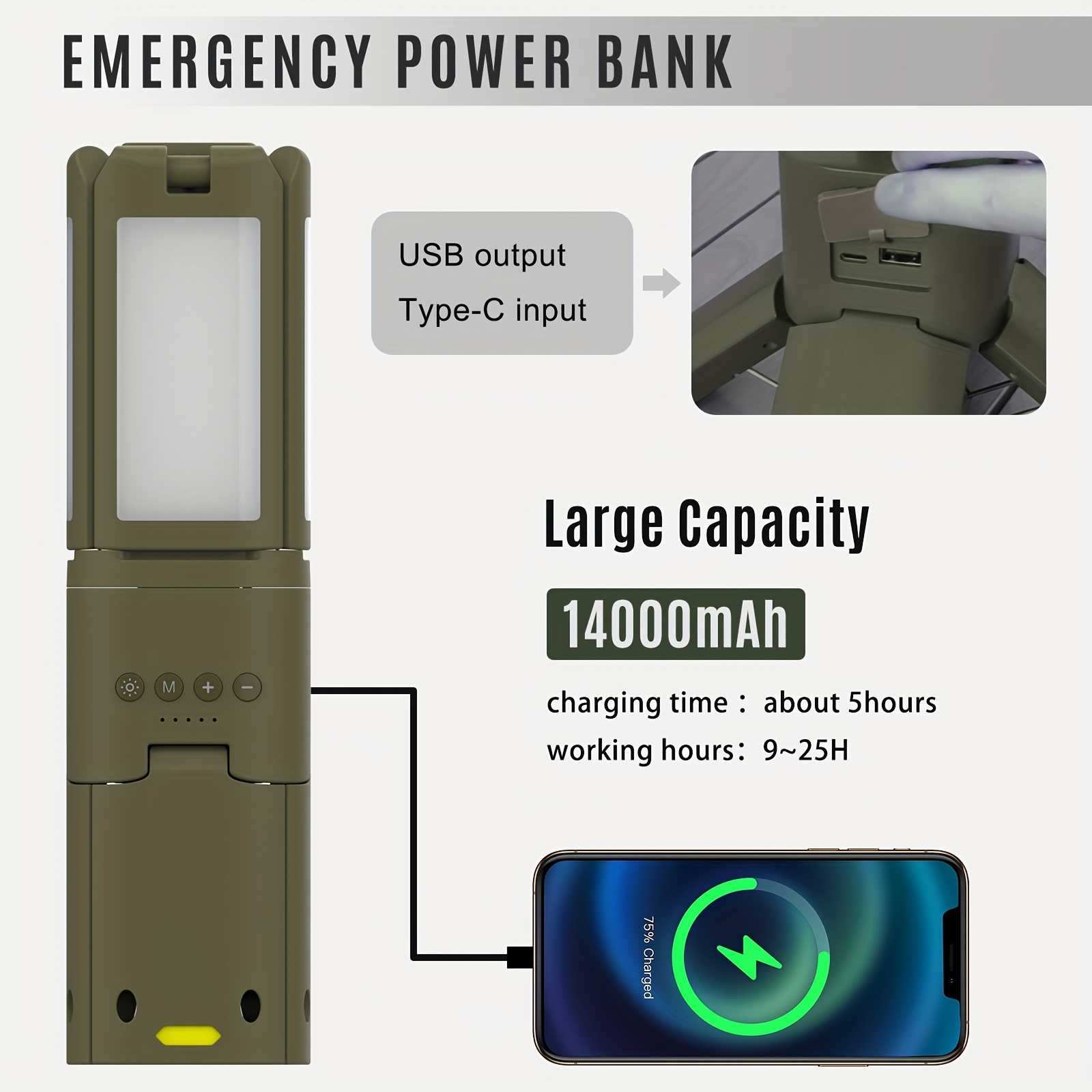 Camping Lantern, 14000mAh Rech – Outdoor Lighting Lamps recenzja i cena