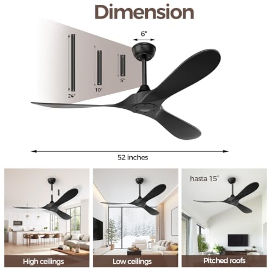 Black Outdoor Ceiling Fan, 52  – Outdoor Lighting Remote Control recenzja i cena