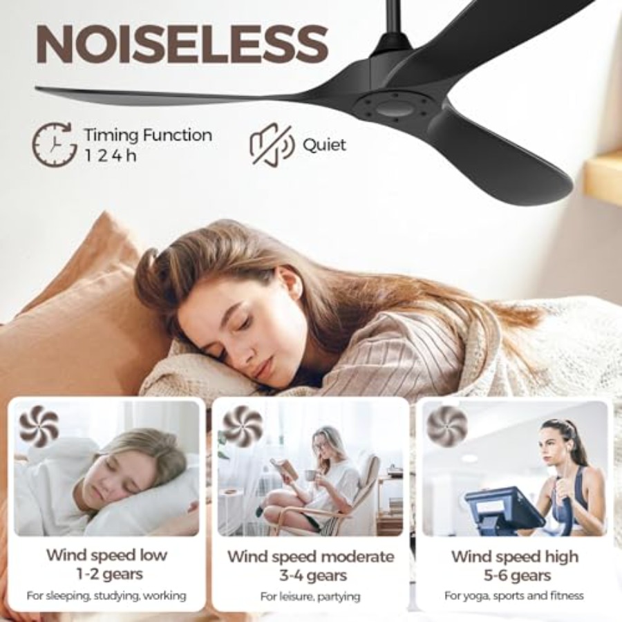 Black Outdoor Ceiling Fan, 52  – Outdoor Lighting Remote Control recenzja i cena