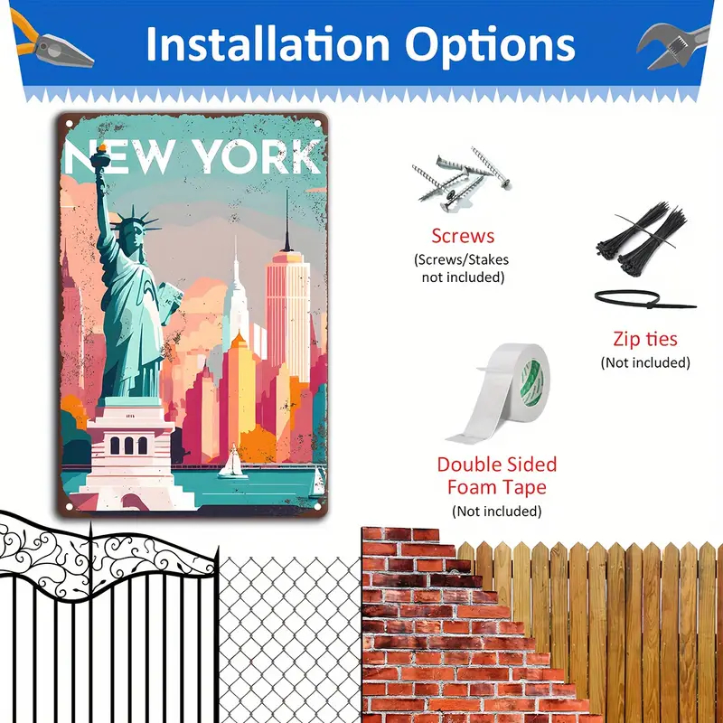 Vintage Metal Sign Travel Roun – Outdoor Lighting New York recenzja i cena