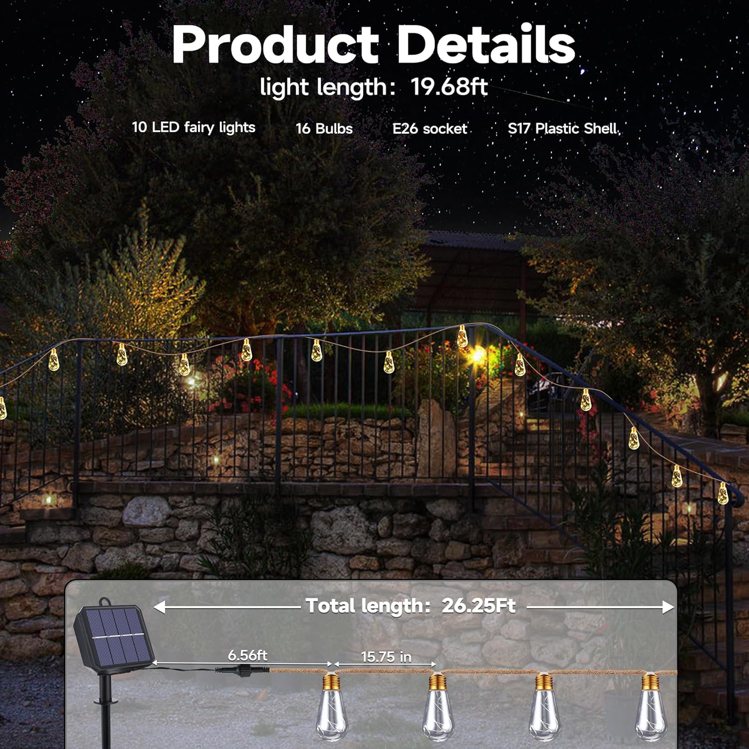 Solar Outdoor String Lights 20 – Outdoor Lighting For Fence recenzja i cena