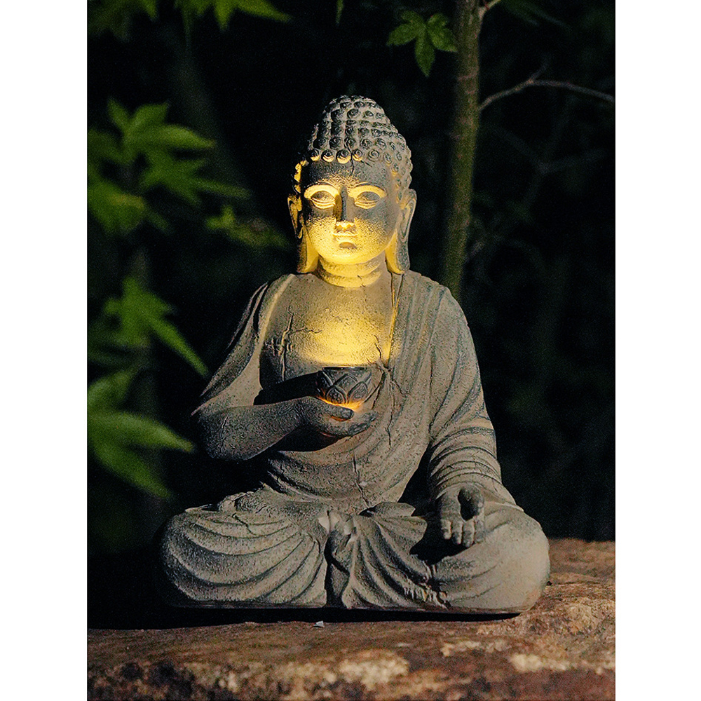 Resin Solar Buddha Statue Scul – Outdoor Lighting Front Yard recenzja i cena
