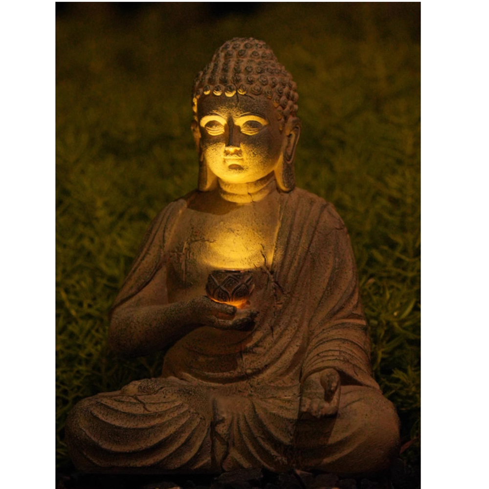 Resin Solar Buddha Statue Scul – Outdoor Lighting Front Yard recenzja i cena
