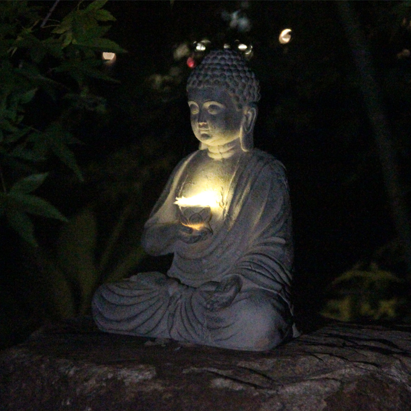 Resin Solar Buddha Statue Scul – Outdoor Lighting Front Yard recenzja i cena