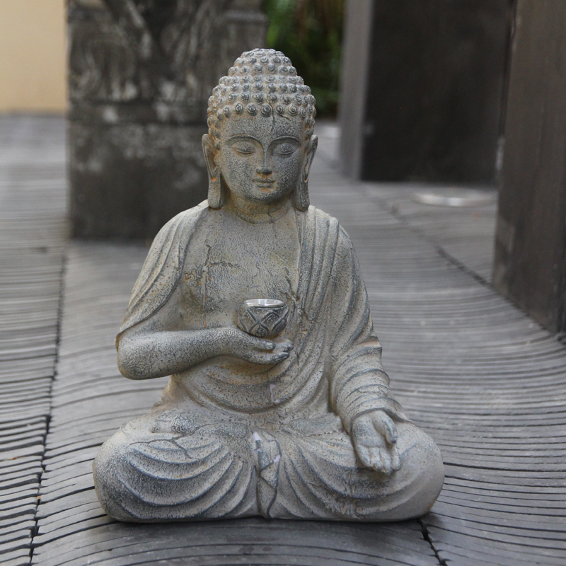 Resin Solar Buddha Statue Scul – Outdoor Lighting Front Yard recenzja i cena
