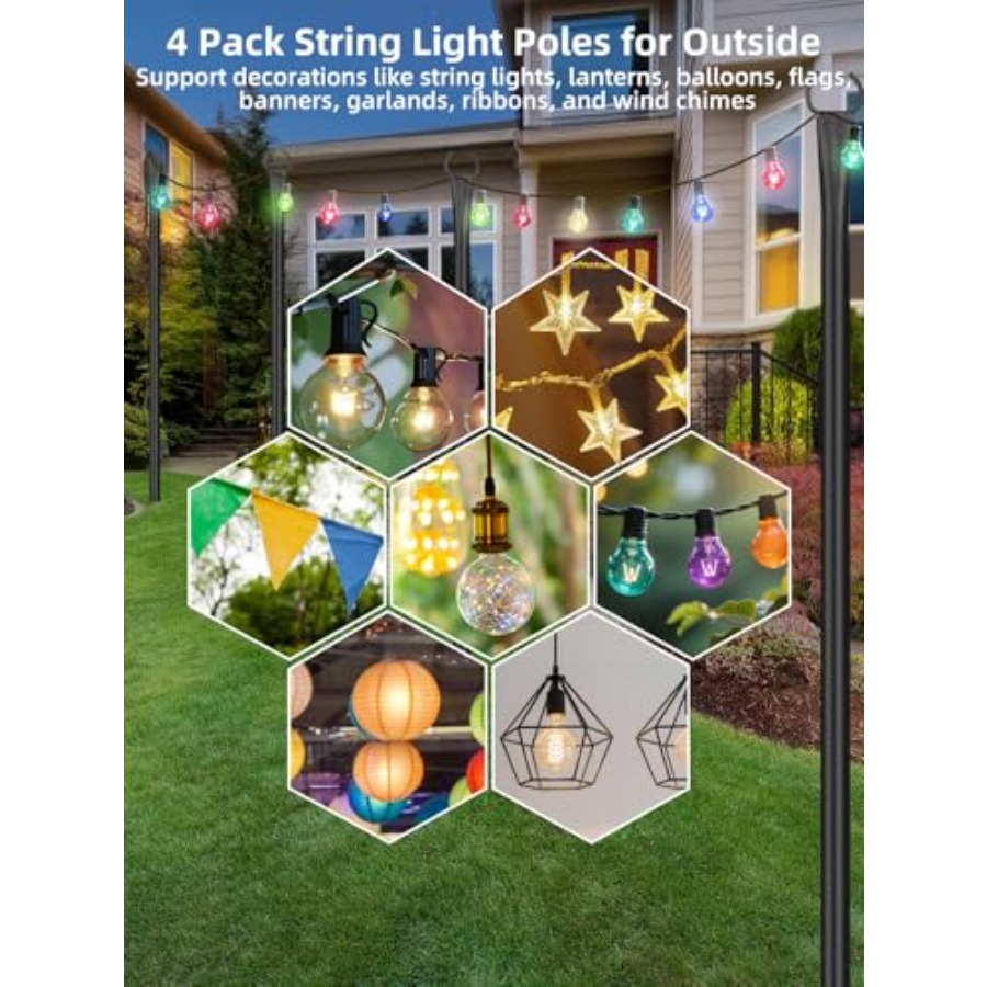 String Light Poles for Outside – Outdoor Lighting Front Yard recenzja i cena
