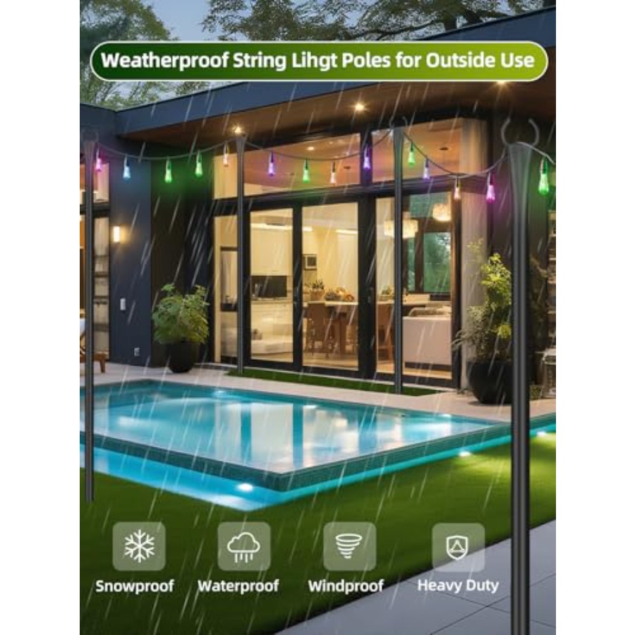 String Light Poles for Outside – Outdoor Lighting Front Yard recenzja i cena