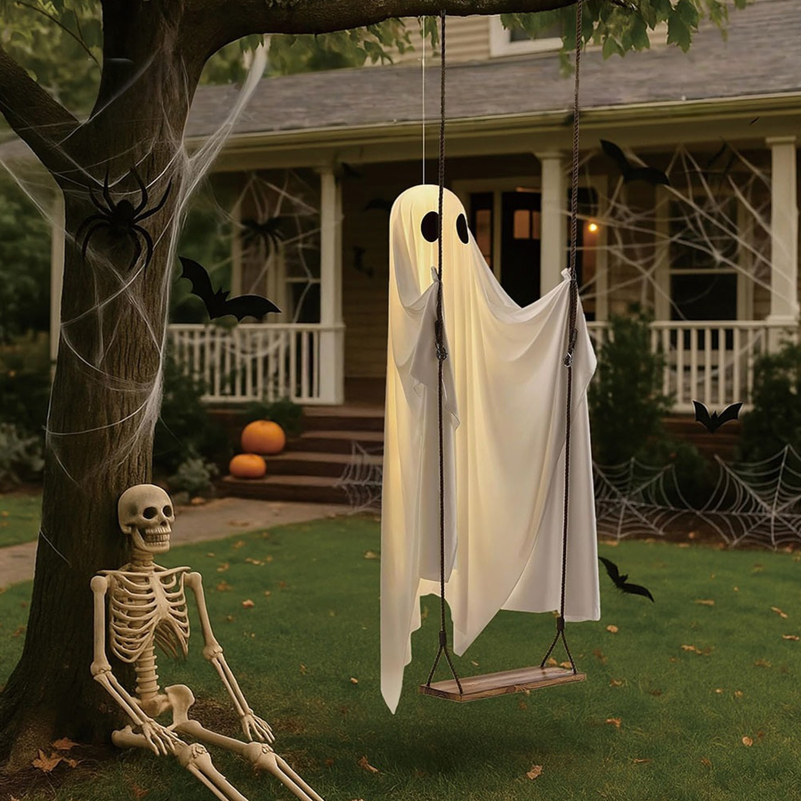Halloween Hanging Swing Ghost  – Outdoor Lighting Front Yard recenzja i cena