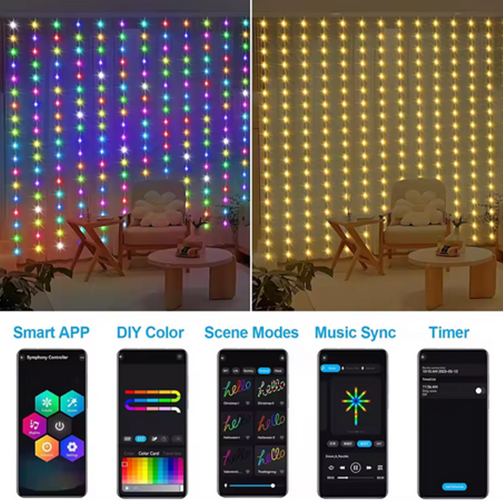 3M RGB Smart LED Curtain Light – Outdoor Lighting Lamps recenzja i cena
